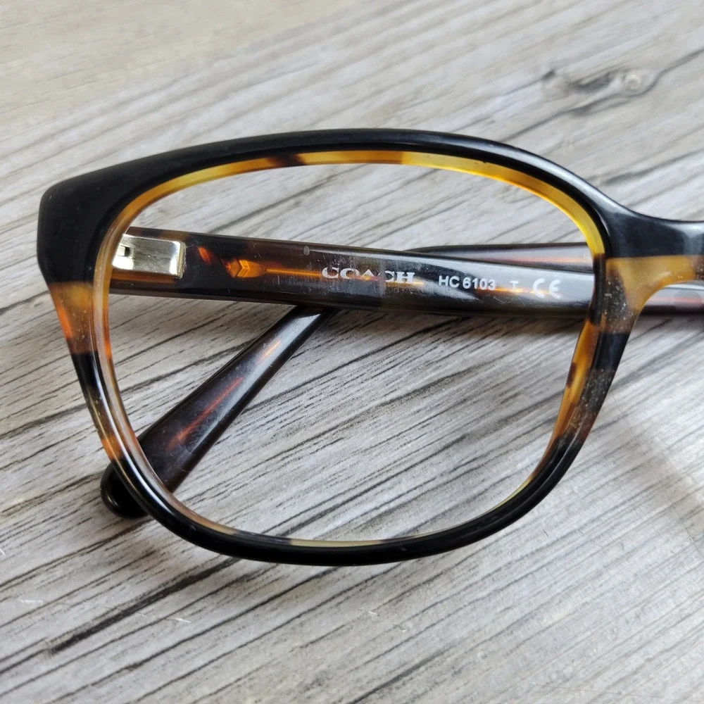 Coach Eyeglasses Frames HC 6103 5443 Black Tort Gltr Varsity Stripe Women‎ 140mm